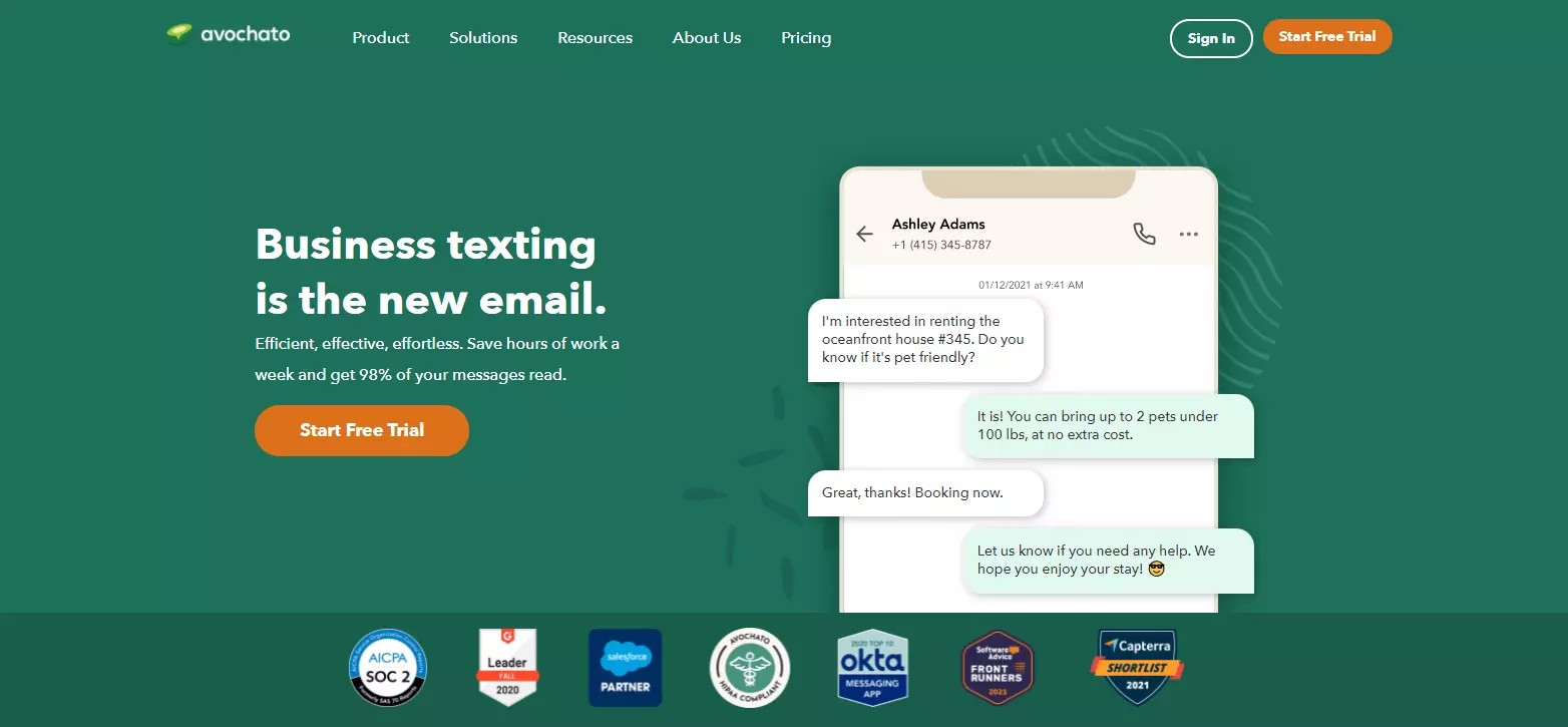 Page d'accueil d'Avochato