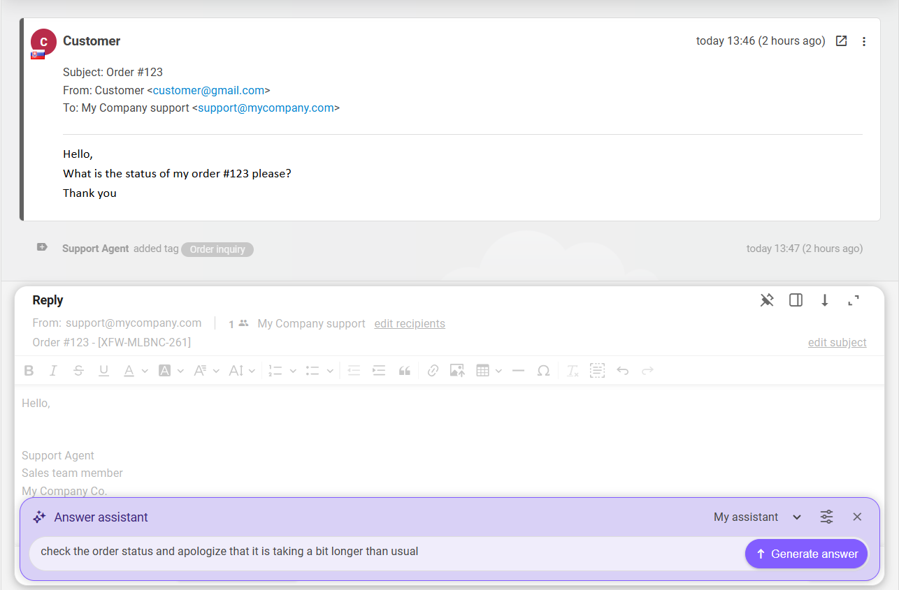 Nouvelle interface de l'assistant IA Answer amélioré