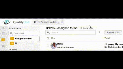 LiveAgent - Informations du demandeur de ticket dans les onglets de ticket