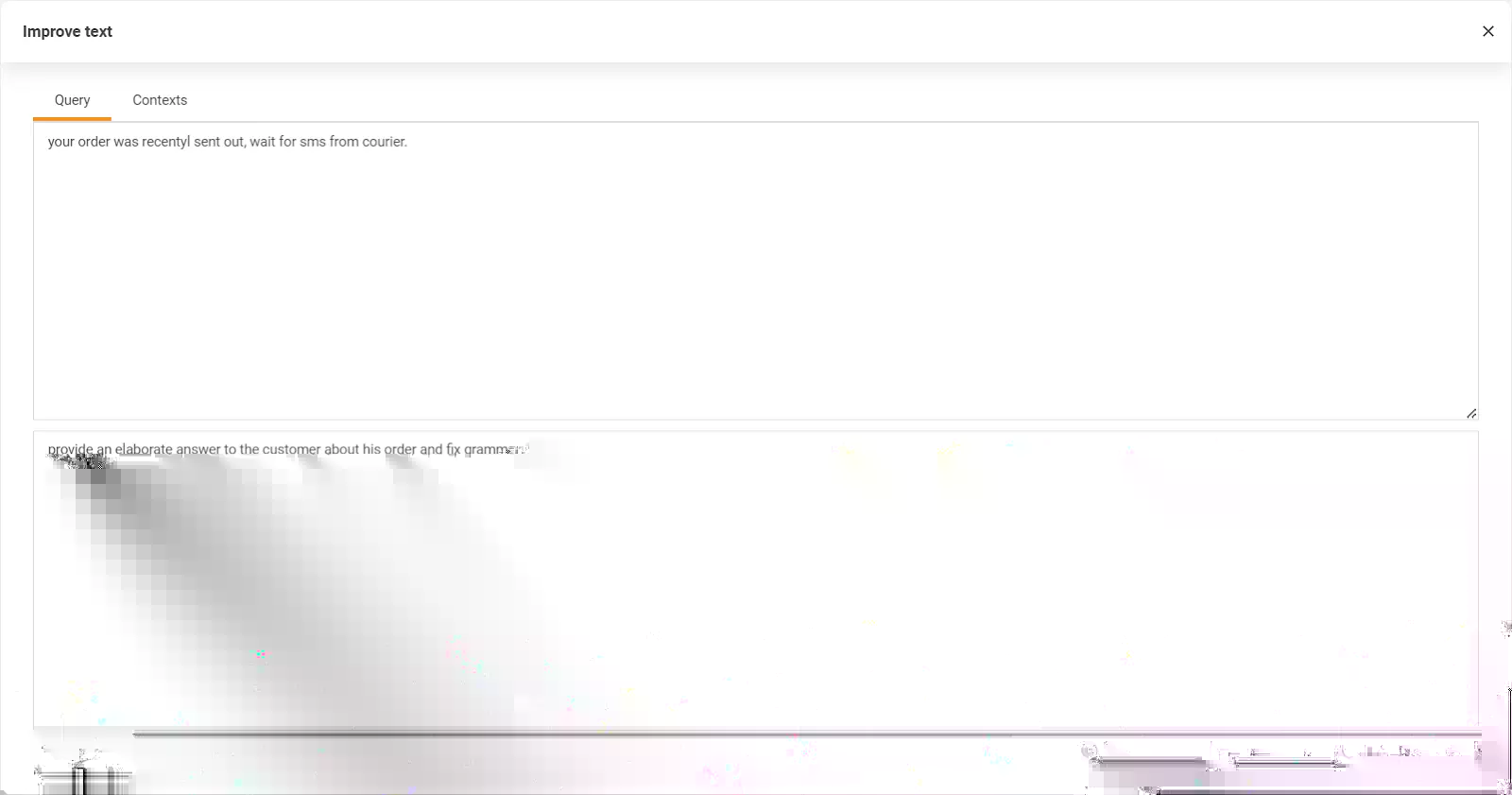 Image montrant la fonction Améliorer le texte de LiveAgent