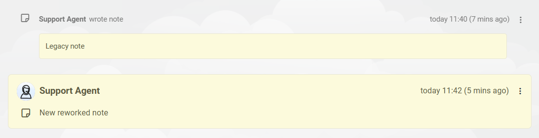 Interface des notes de ticket LiveAgent