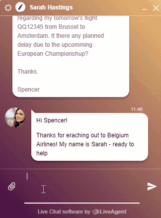 Exemple de support par live chat