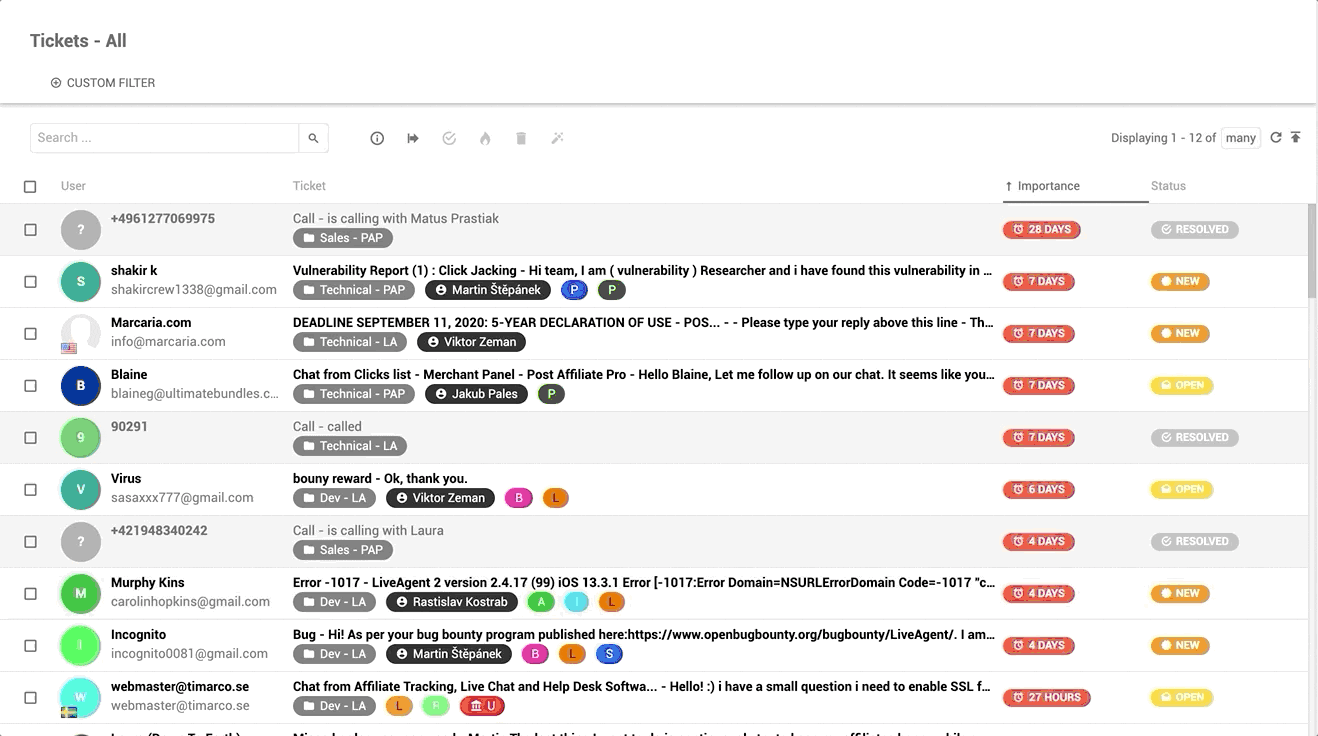Exemple d'une boîte de réception universelle