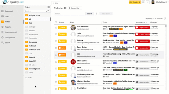 Animation du tableau de bord LiveAgent