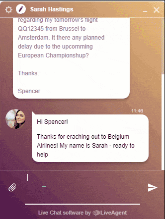 Interface de l'outil de chat LiveAgent