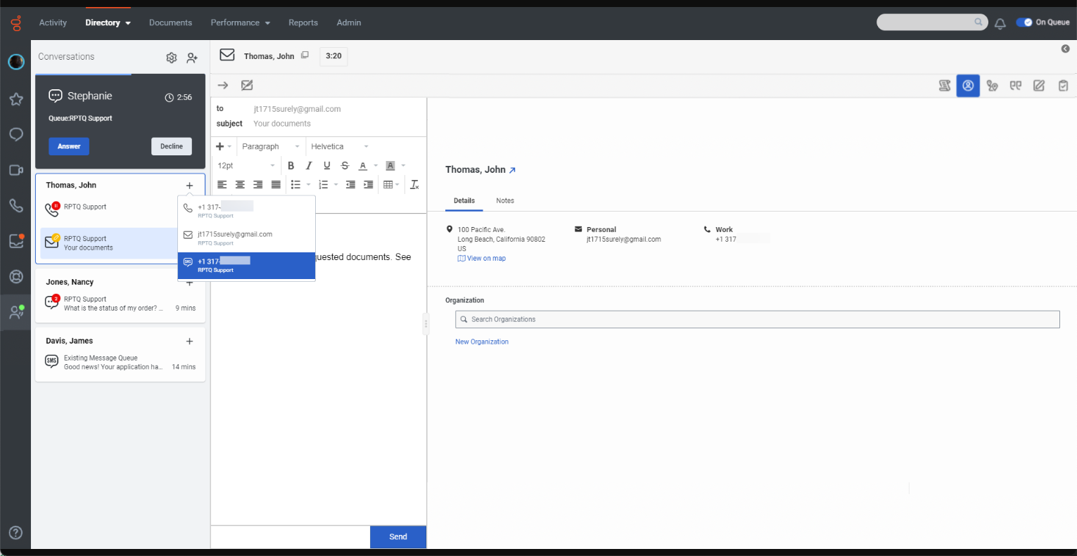 Interface utilisateur Genesys Cloud