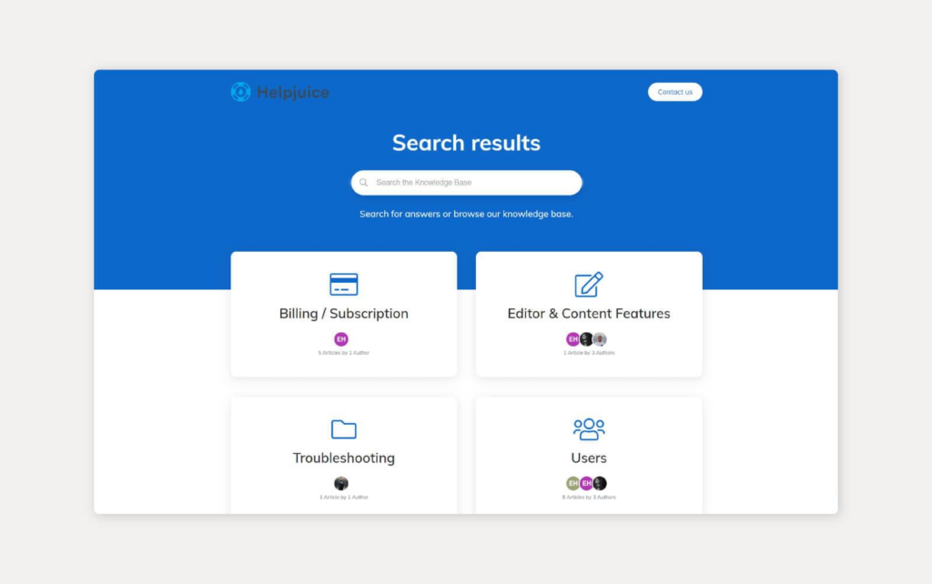 Système de base de connaissances HelpJuice en utilisation
