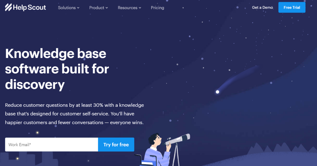 Page produit de base de connaissances Help Scout