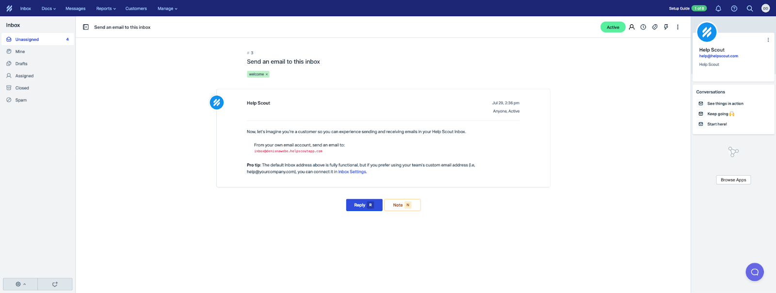 Environnement de tickets de HelpScout
