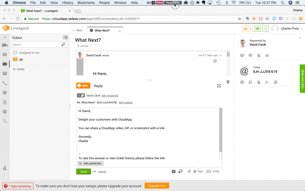 Intégration glisser-déposer CloudApp