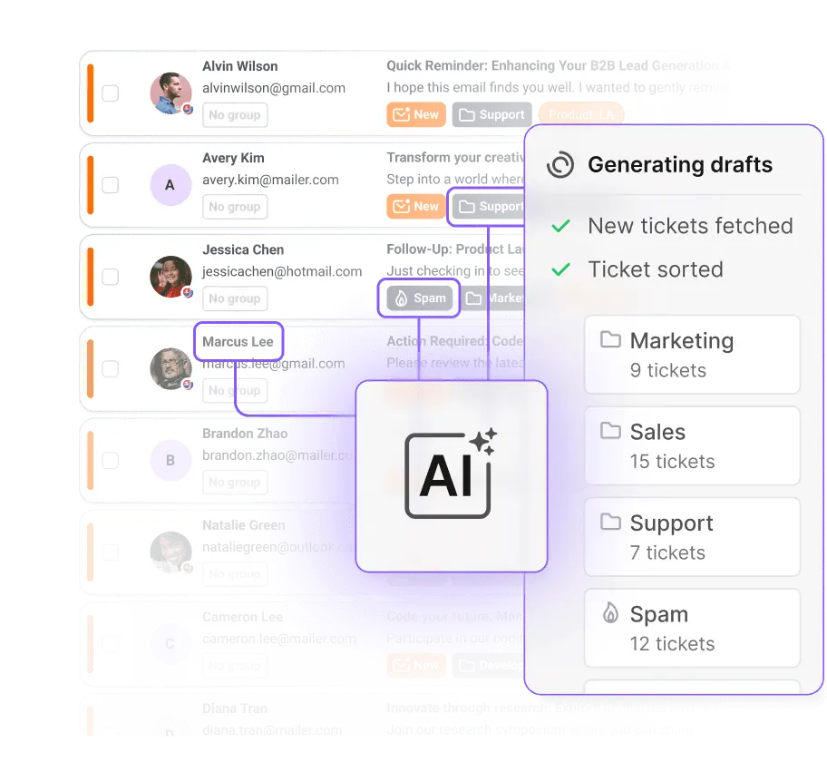 Agent IA rédigeant une réponse à un ticket
