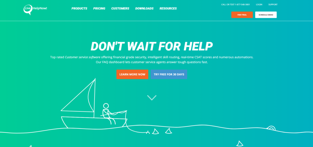 Page d'accueil de LiveHelpNow