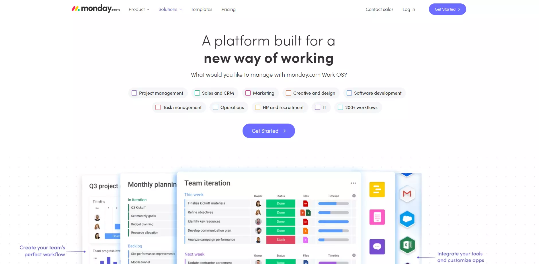 Page d'accueil de Monday.com