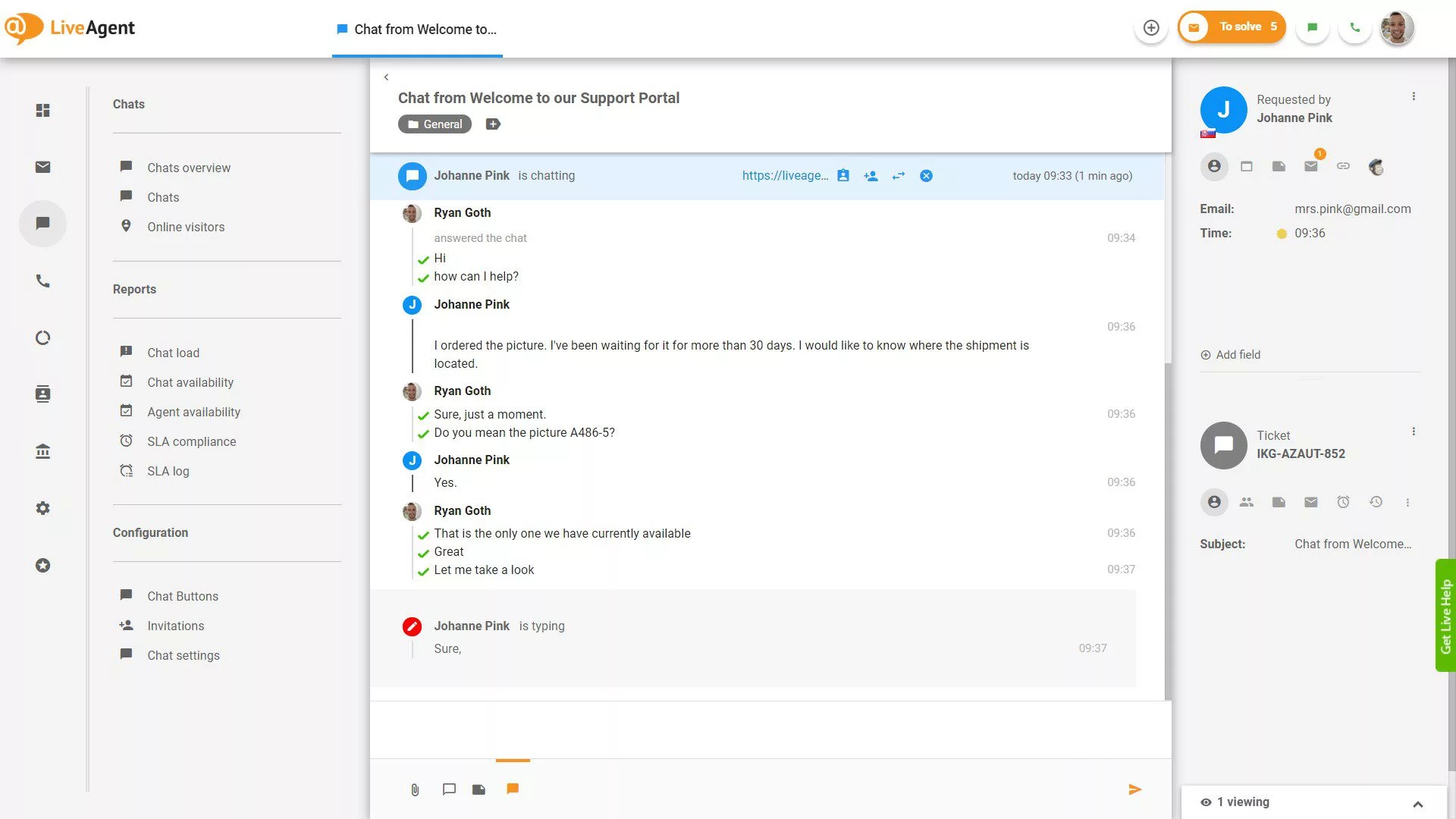 Aperçu du chat en temps réel avec saisie en direct
