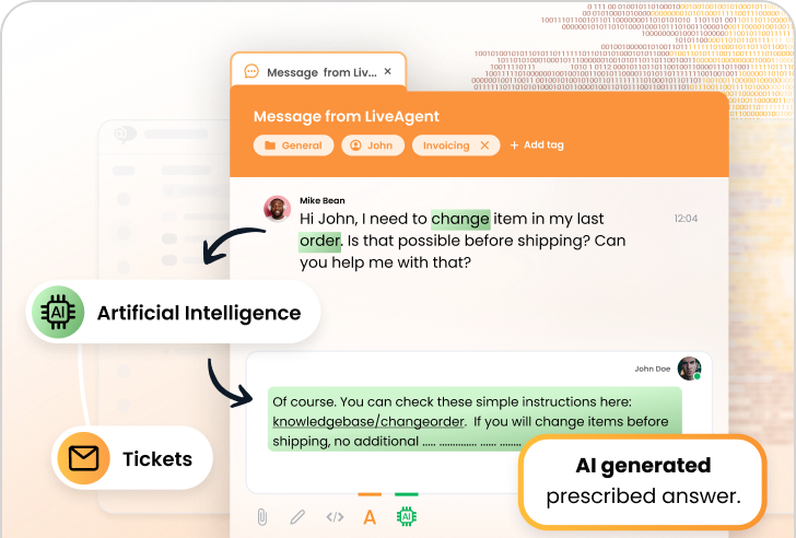 Fonctionnalité Compositeur de réponse IA LiveAgent