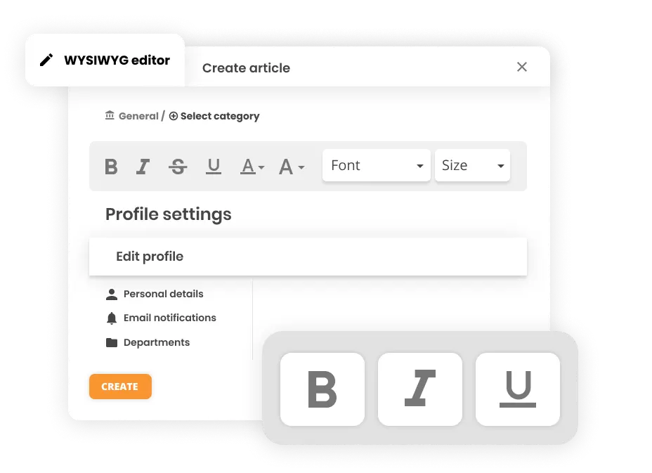 Éditeur WYSIWYG dans le logiciel de Help Desk - LiveAgent