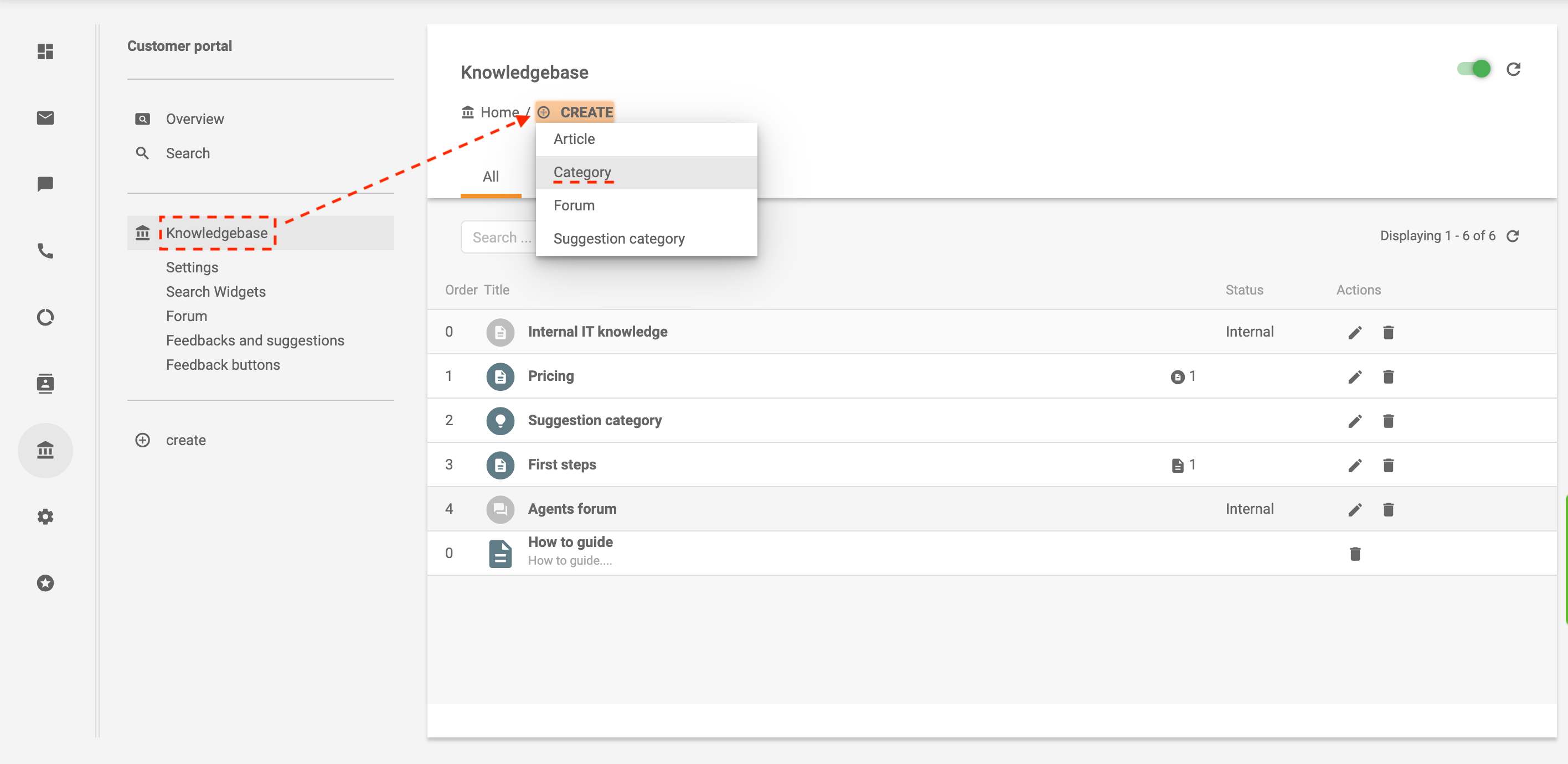 Créer une catégorie dans LiveAgent