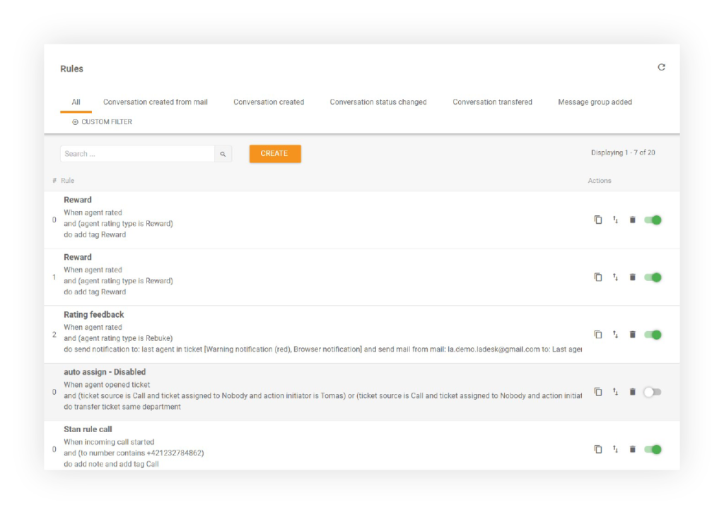 Règles d'automatisation LiveAgent