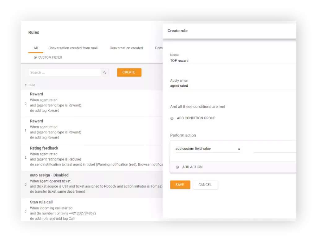 Créer une règle dans LiveAgent