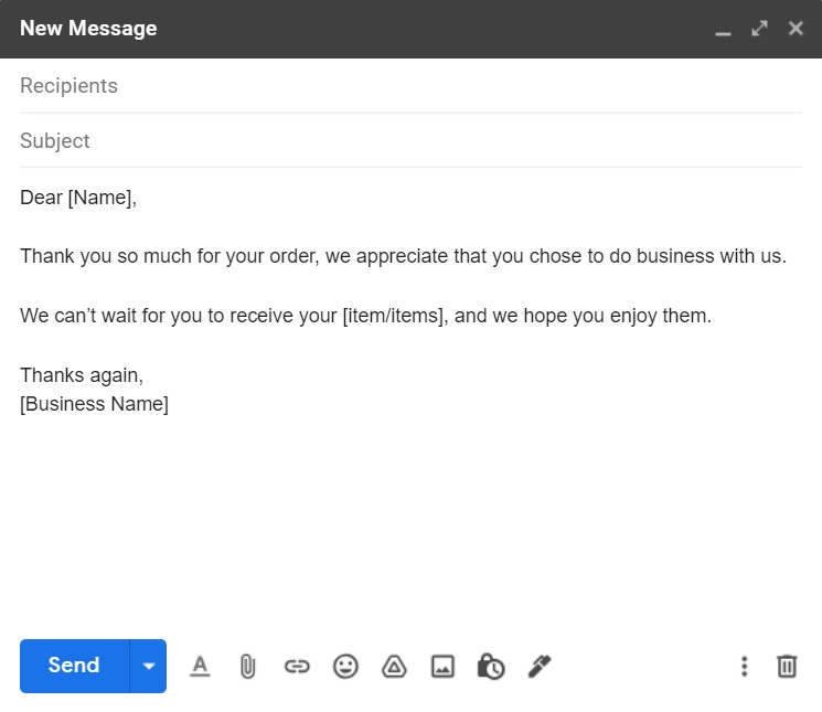 Modèle d'e-mail de remerciement