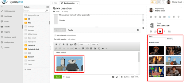 GIF dans les tickets