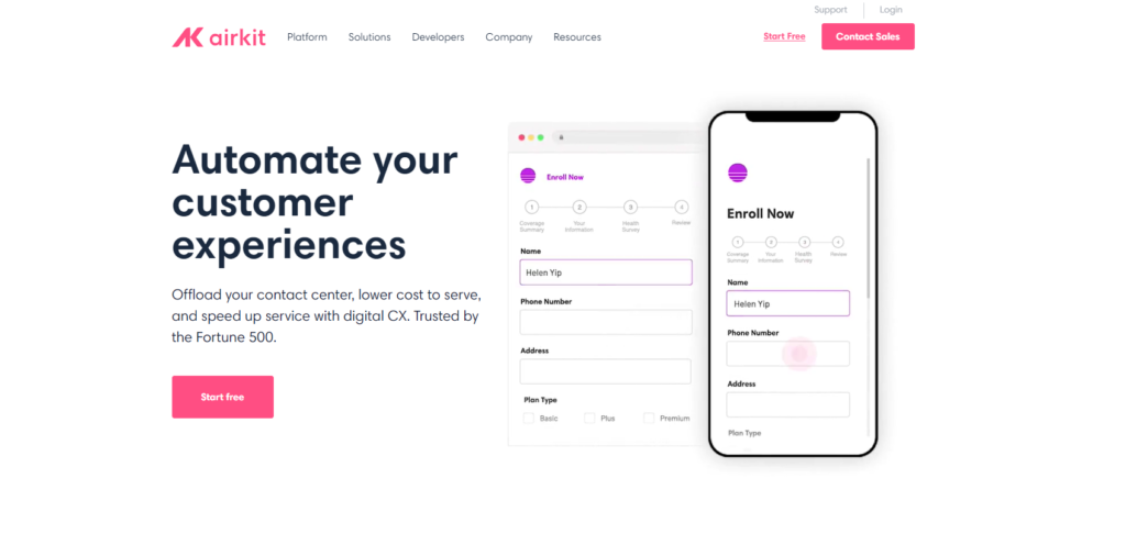 Page d'accueil d'Airkit