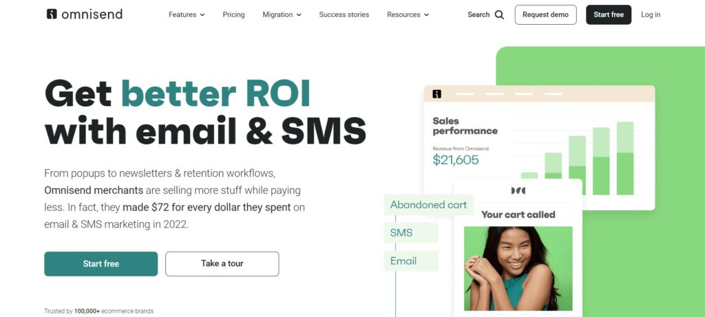 Page d'accueil d'Omnisend