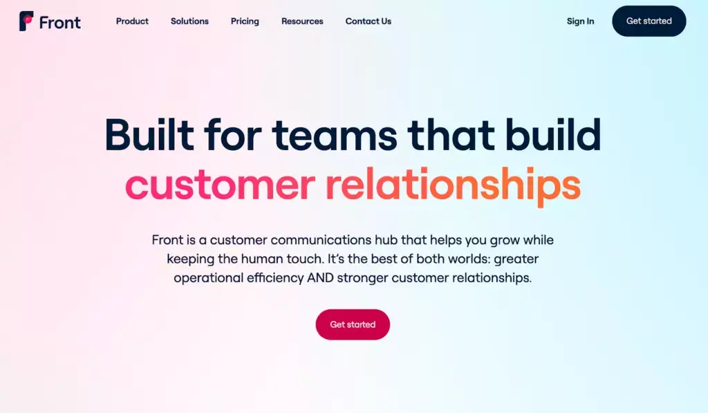 Page d'accueil de Front