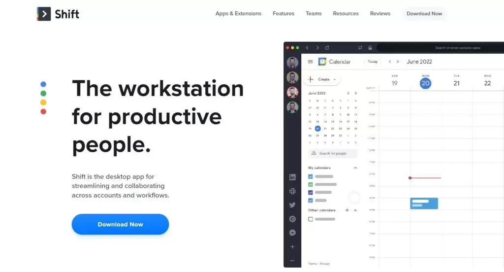 Page d'accueil Shift