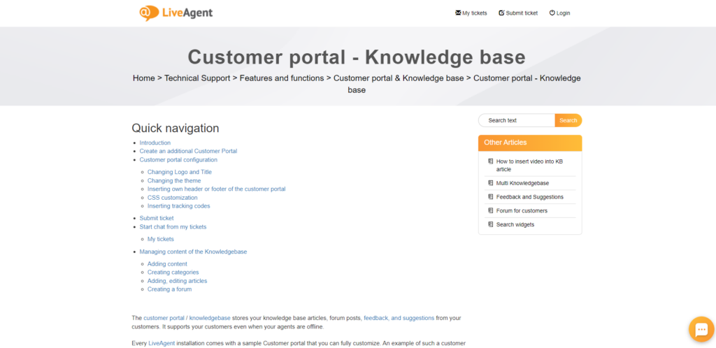 Guide du portail client/base de connaissances de LiveAgent