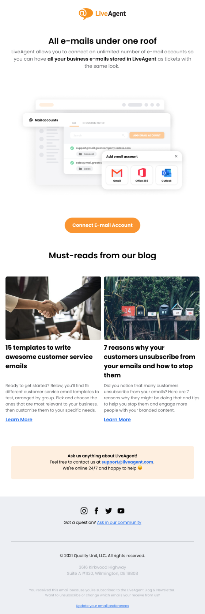 Comptes de messagerie