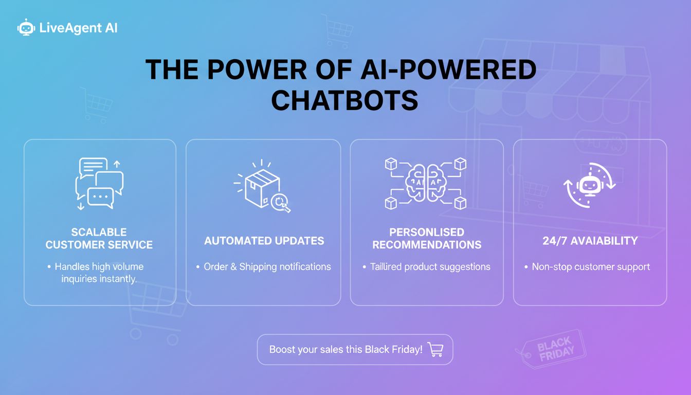 Infographie des chatbots IA montrant les avantages et les cas d'usage