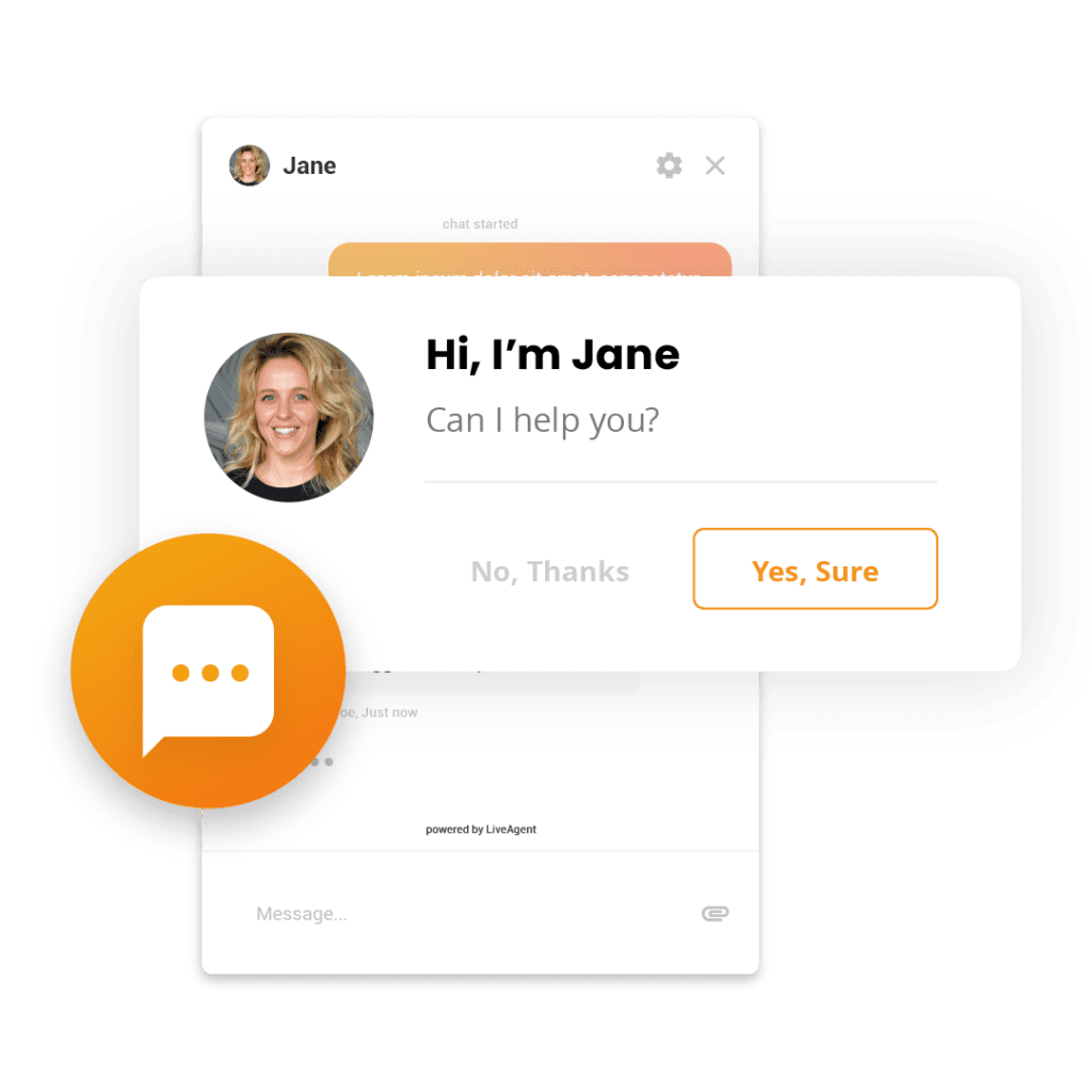 Exemple d'invitations de chat proactif