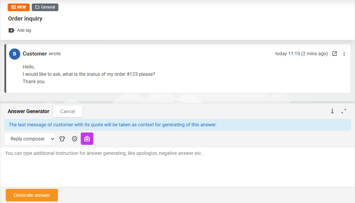Aperçu du Compositeur de brouillons IA