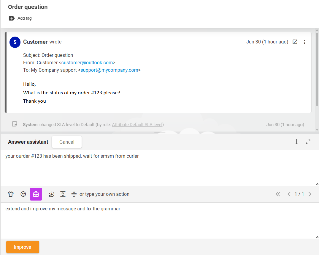 Fonctionnalité LiveAgent AI Answer Assistant