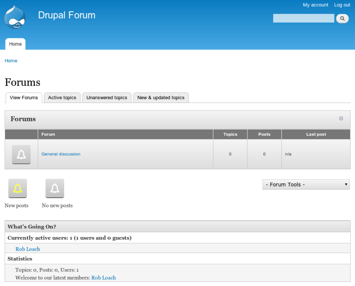 Interface du logiciel de forum Drupal