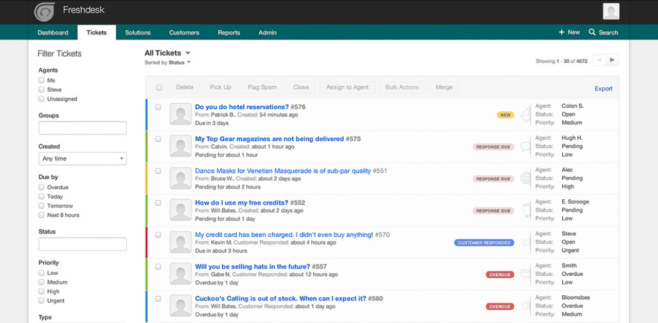 Activité des tickets Freshdesk