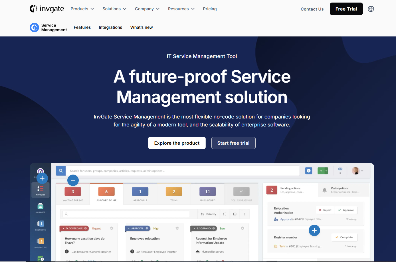 Page d'accueil InvGate Service Management