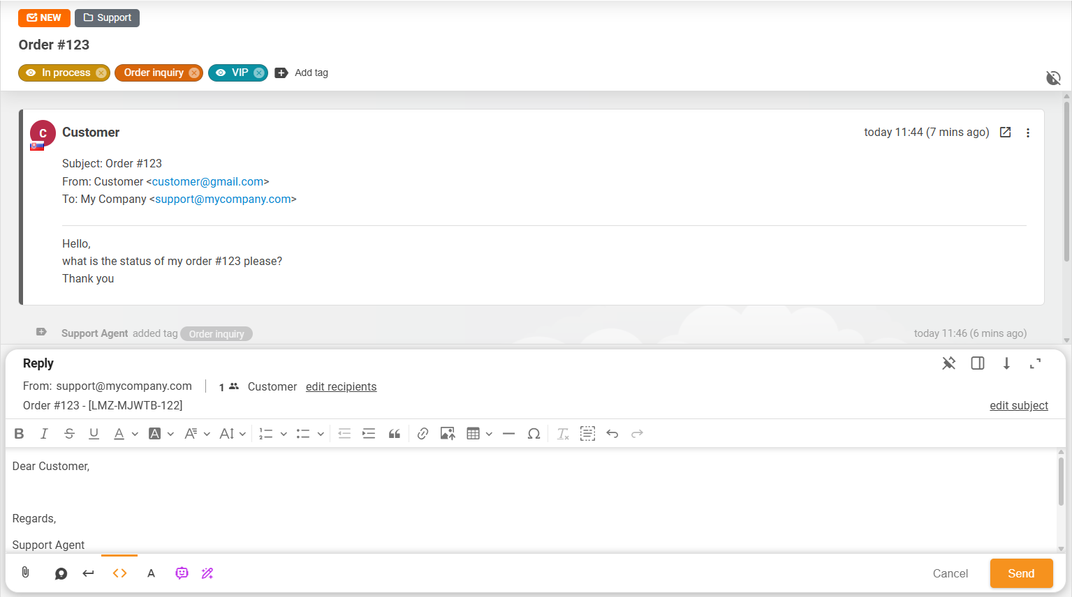 Disposition améliorée des tickets et boîte d'action
