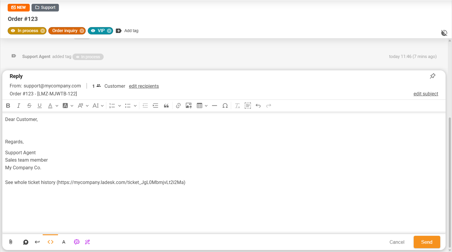 Fonctionnalité d'épinglage et de détachement de LiveAgent