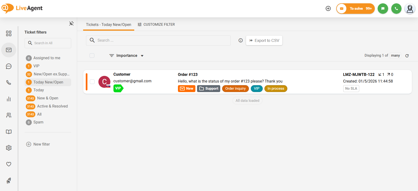 Aperçu du sous-menu réductible LiveAgent