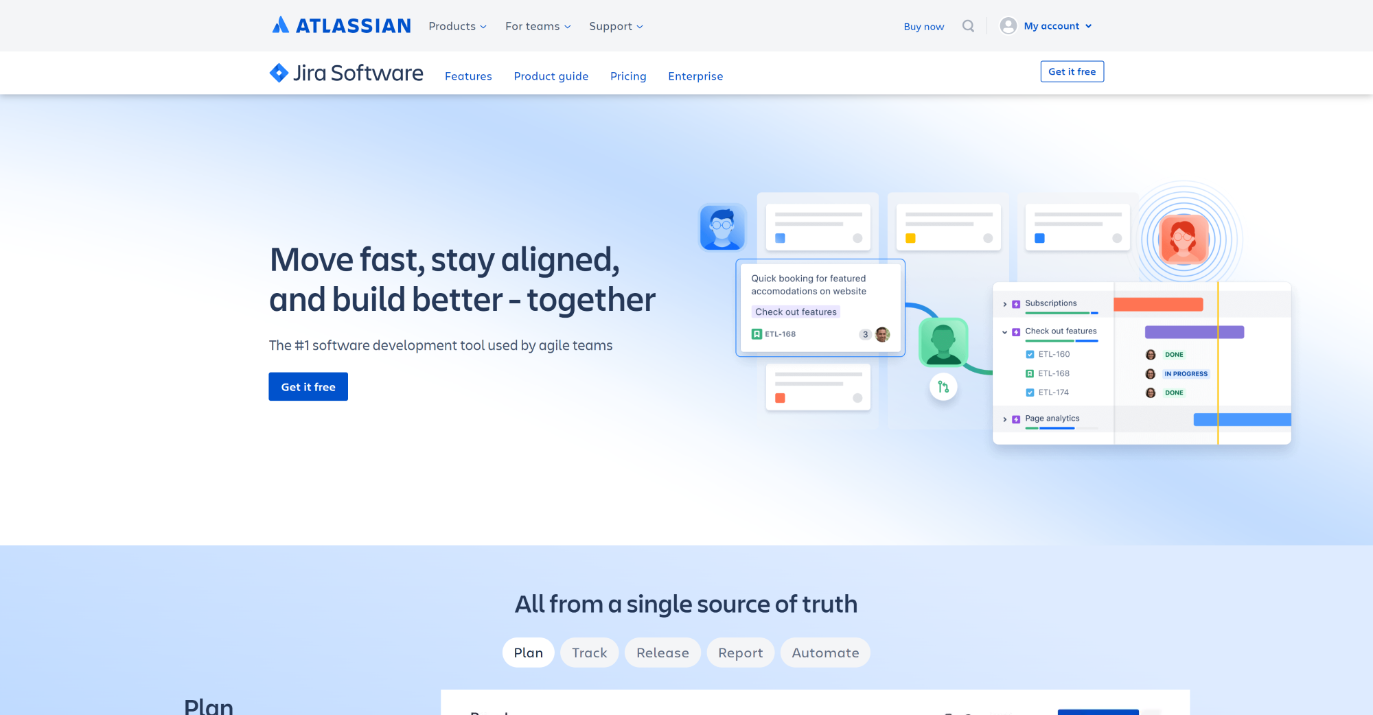 Page d'accueil de Jira - Alternative à Spiceworks offrant une solution logicielle complète