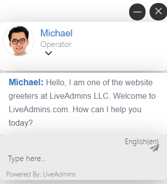Fenêtre de chat LiveAdmins