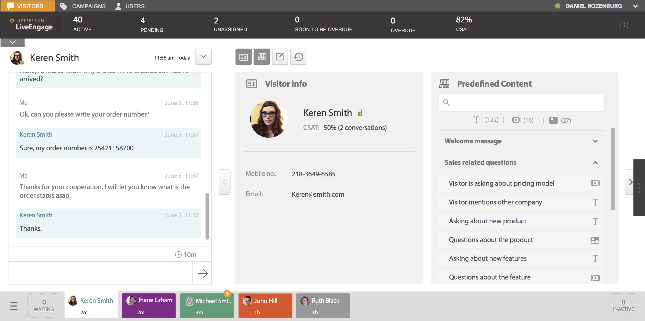 Fenêtre de chat en direct continu LivePerson