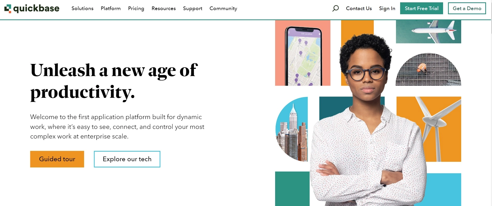 Page d'accueil de Quickbase - connectez et contrôlez vos projets complexes sans aucune expérience en codage