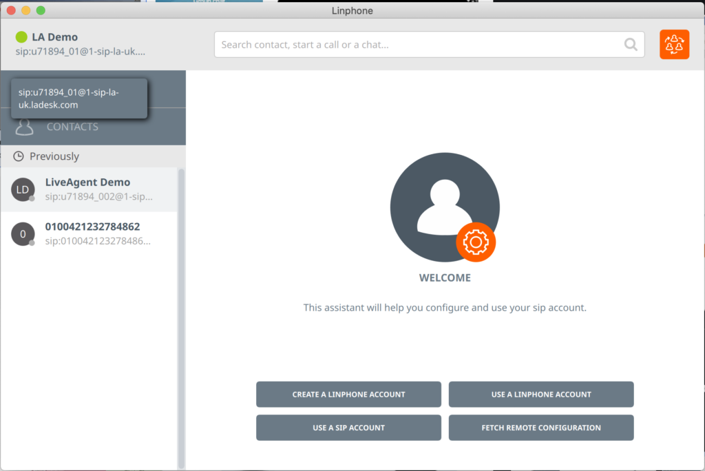 Configuration du compte Softphone Linphone