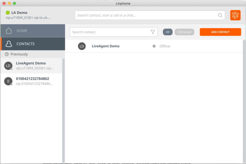 Interface Softphone Linphone