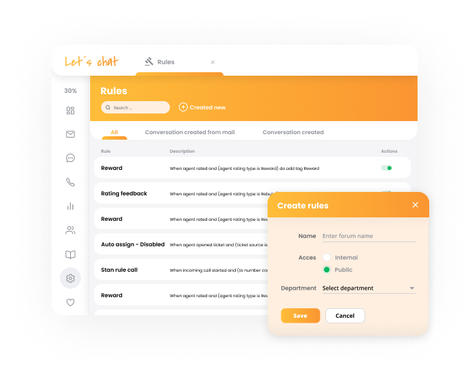 Fonctionnalité d'automatisation de LiveAgent pour la gestion des flux de travail