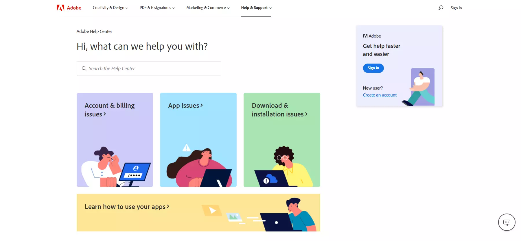 Centre de support Adobe