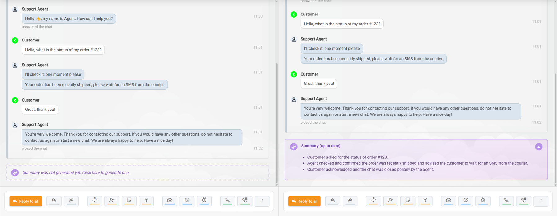Résumé de ticket IA LiveAgent généré pour une conversation de chat